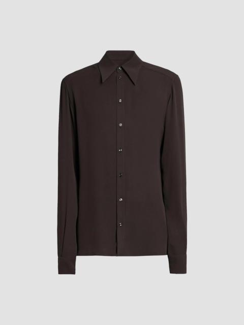 Dolce & Gabbana Men's Point Collar Silk Shirt - Ebano