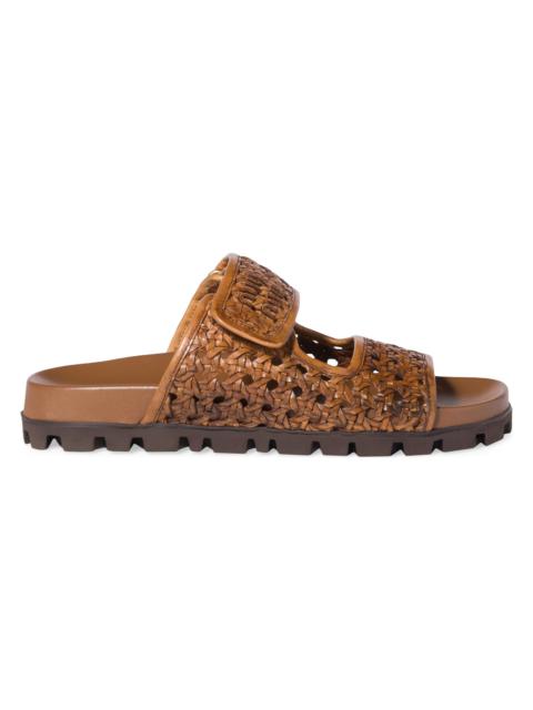 Miu Miu Women's Woven Leather Sandals - Brown