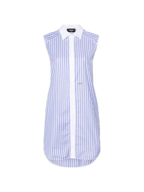 knotted-sleeves striped shirtdress
