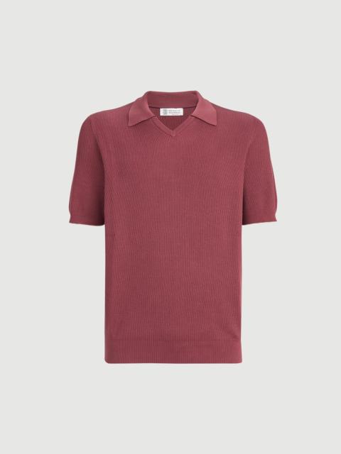 Brunello Cucinelli Cotton English rib knit polo