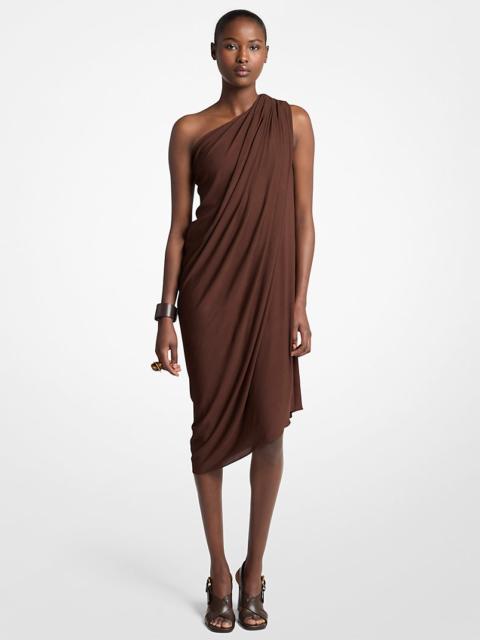 MICHAEL KORS COLLECTION Draped Georgette Jersey One-Shoulder Dress