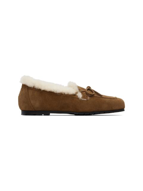 Aeyde Brown Jasper Shearling Loafers