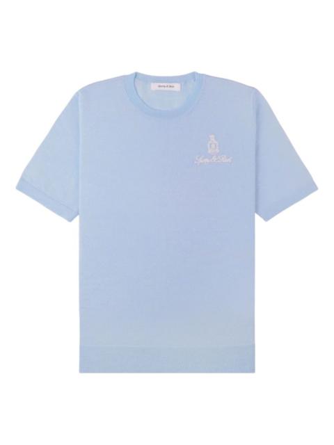 Sporty & Rich Vendôme crest-embroidered merino T-shirt