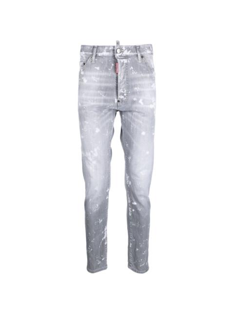 paint-splatter tapered jeans