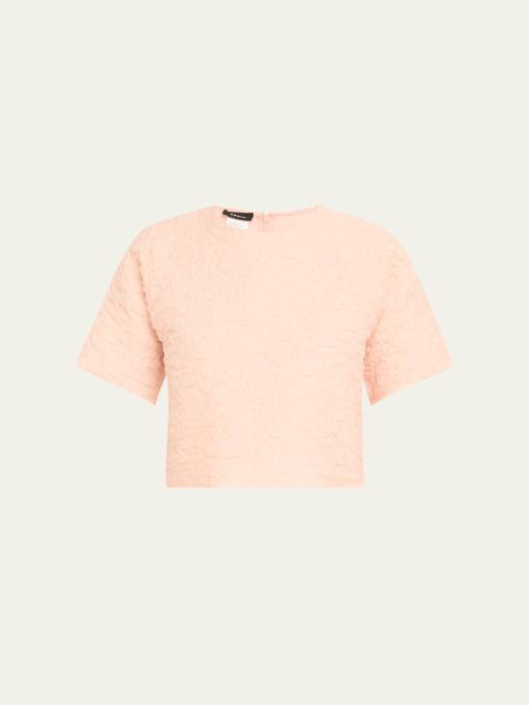 AKRIS 3D Bubble Organza Short-Sleeve Top