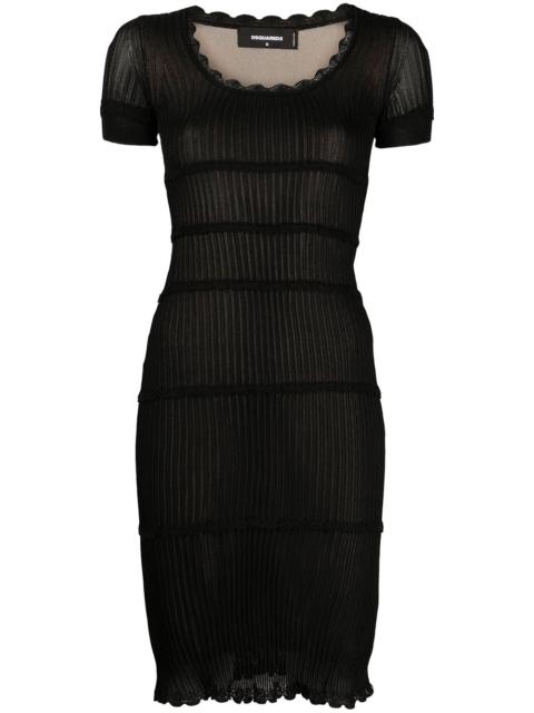 DSQUARED2 scallop lace-trim rib-knit minidress
