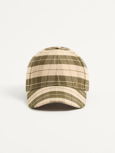 Valentino VALENTINO GARAVANI VLOGO SIGNATURE BASEBALL CAP IN CHECK FABRIC