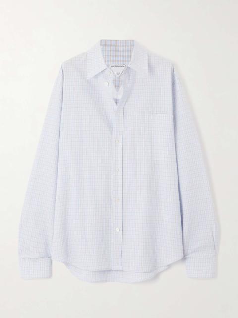 Checked cotton and linen-blend shirt