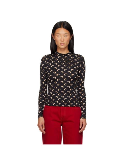 Marine Serre Black Recycled Moon Jersey Second Skin Top