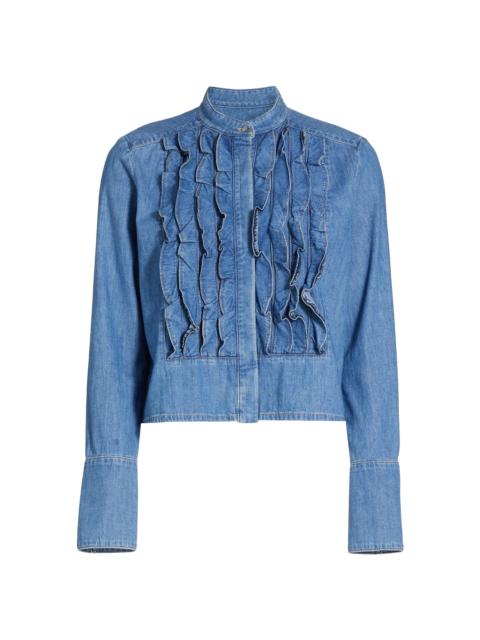 TWP Women's Patti Ruffled Denim Top - Vintage Wash