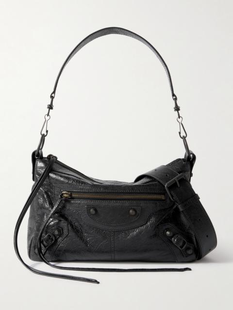 BALENCIAGA Le City Moto Small Arena Textured-Leather Messenger Bag