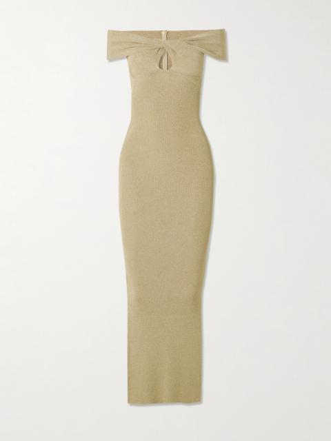 Stella McCartney Off-the-shoulder Cutout Ribbed-knit Gown