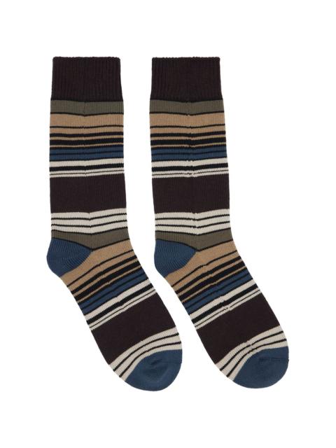 Brown Horizontal Stripe Socks