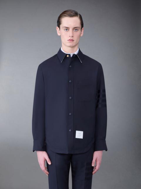 Plain Weave 4-Bar Snap Front Shirt Jacket