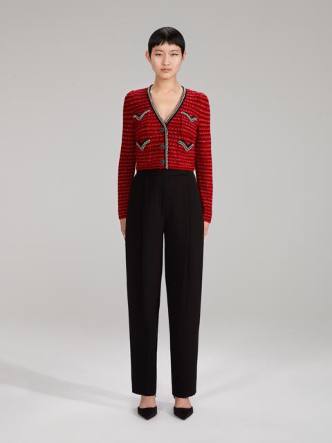 self-portrait Red Knit Melange Cardigan