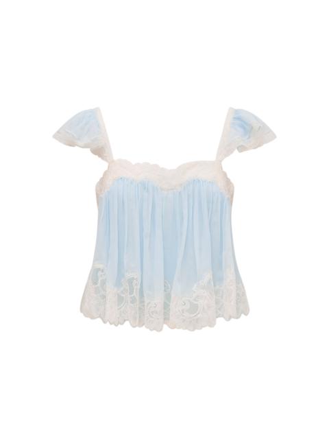 LoveShackFancy Lova Chiffon Silk Top light blue