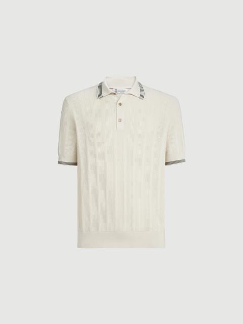 Brunello Cucinelli Cotton textured rib knit polo