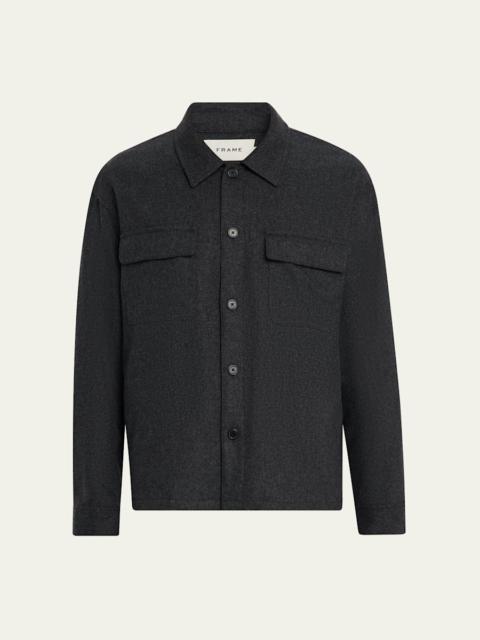 FRAME Men's Wool-Blend Two-Pocket Overshirt