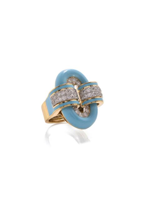 DAVID WEBB Small Oval Blue Buckle Ring
