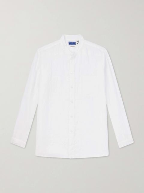 Blue Blue Japan Grandad-Collar Linen Shirt