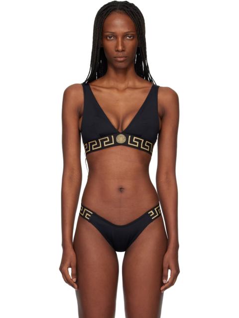 VERSACE Black Jacquard Bikini Top