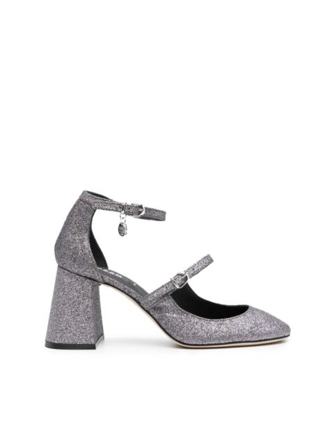 MSGM logo-charm 90mm glitter pumps