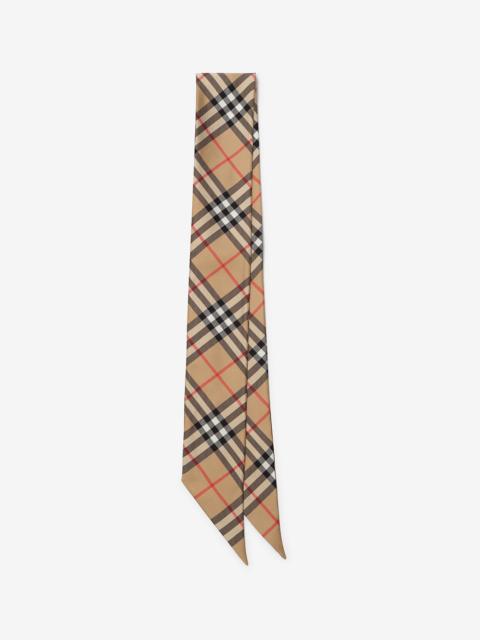 Burberry Skinny Reversible Leopard Print Silk Scarf
