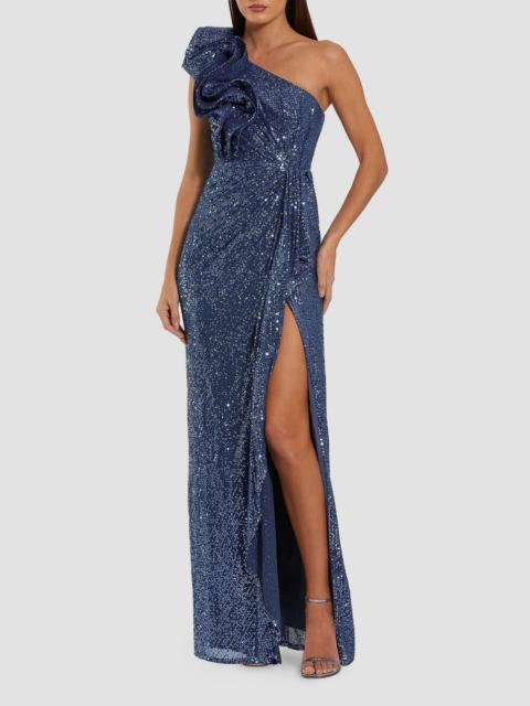 MAC DUGGAL Women's One-Shoulder Sequined Column Gown - Ocean