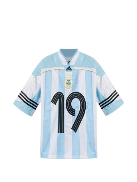 adidas striped v-neck T-shirt