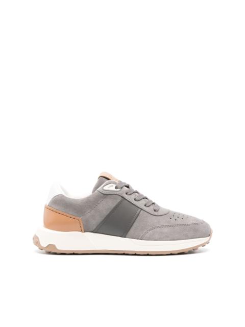 leather-trim suede sneakers