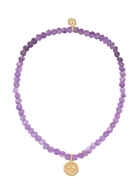 SYDNEY EVAN Amethyst Tiny Happy Face Charm Bracelet