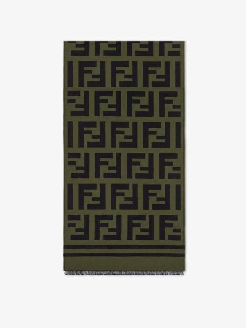 FENDI Green wool and silk scarf