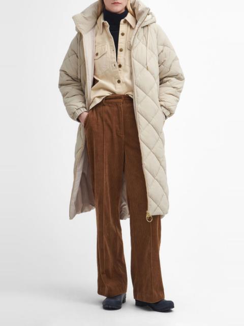 Barbour Kirkton Longline Puffer Coat in Oatmeal/Ancient at Nordstrom