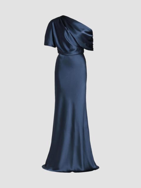 AMSALE Women's Satin One-Shoulder Gown - French Blue