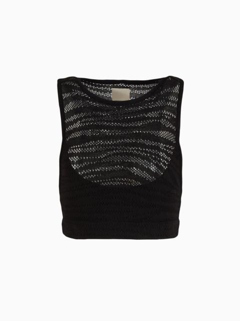 EMPORIO ARMANI Emporio Armani Sustainability Values Capsule Collection viscose blend openwork knit crop top