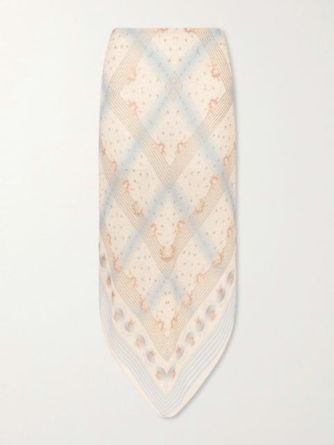ANNA SUI Printed chiffon midi skirt Blue