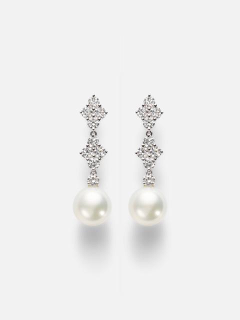 MIKIMOTO 18kt white gold drop earrings with pearls and diamonds