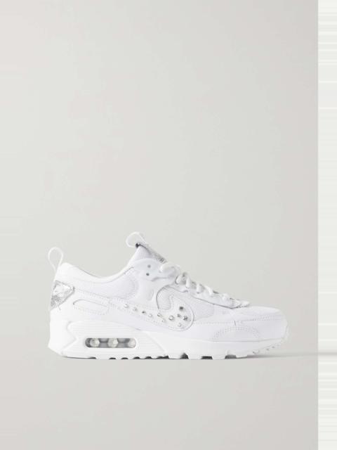 Nike Air Max 90 Futura crystal-embellished leather and mesh sneakers