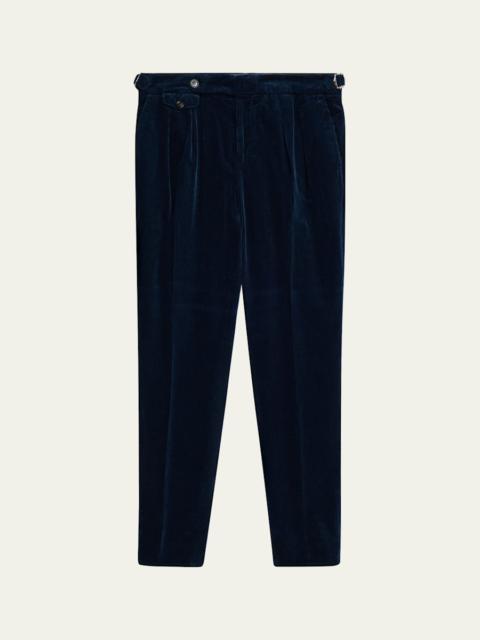 Brunello Cucinelli Men's Cotton Corduroy Waist-Tab Pleated Pants