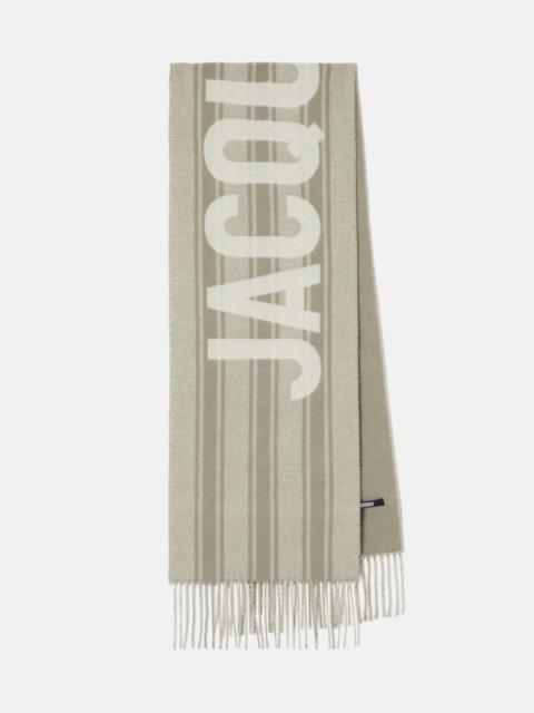 JACQUEMUS Logo fringed virgin wool scarf
