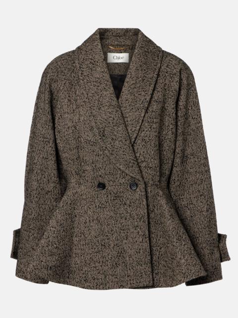 Chloé Herringbone peplum wool-blend coat