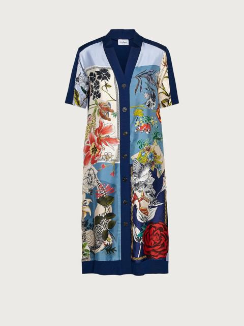 FERRAGAMO DRESS WITH SILK INLAYS