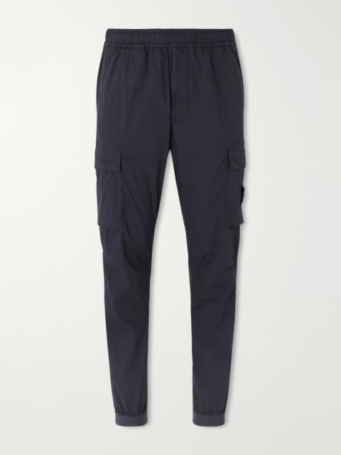 Stone Island Tapered Cotton-Blend Trousers Navy