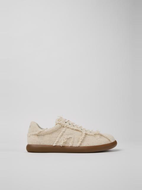 CAMPER Pelotas Soller x EFI Beige Organic Cotton and Leather Sneakers for Men.