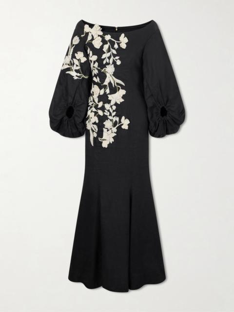 Agua by Agua Bendita Embroidered Linen Maxi Dress