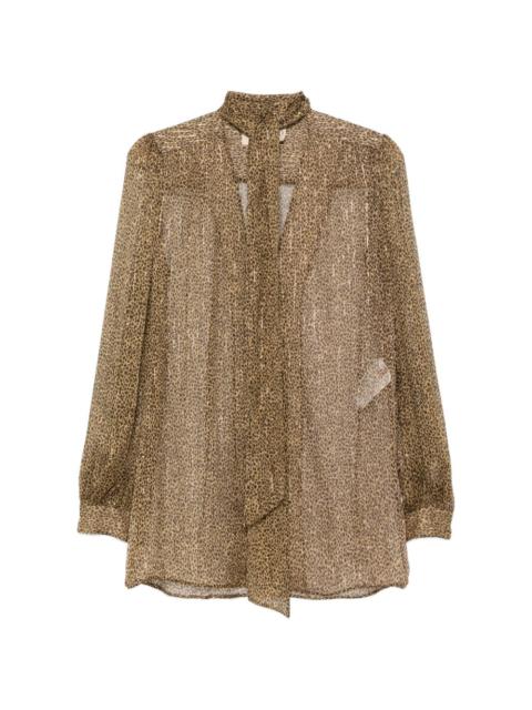 Valentino leopard-print pussy-bow blouse