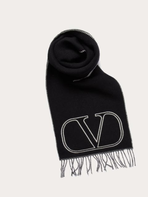 Valentino VLOGO SIGNATURE WOOL AND CASHMERE SCARF
