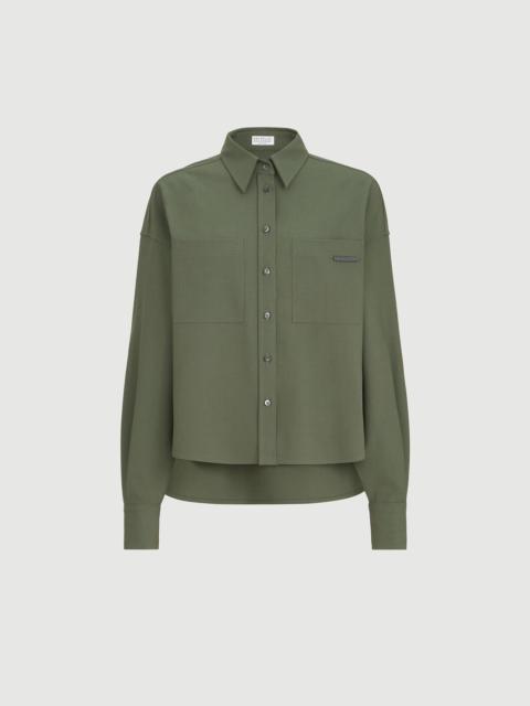 Brunello Cucinelli Tropical luxury wool shirt with shiny tab