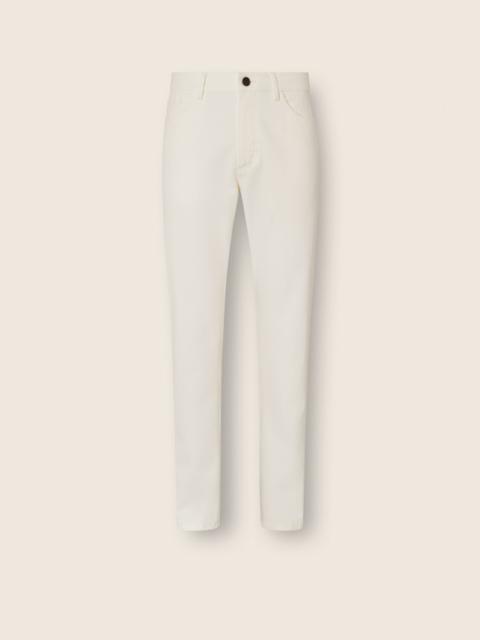 ZEGNA WHITE STONE-WASHED COTTON ROCCIA JEANS