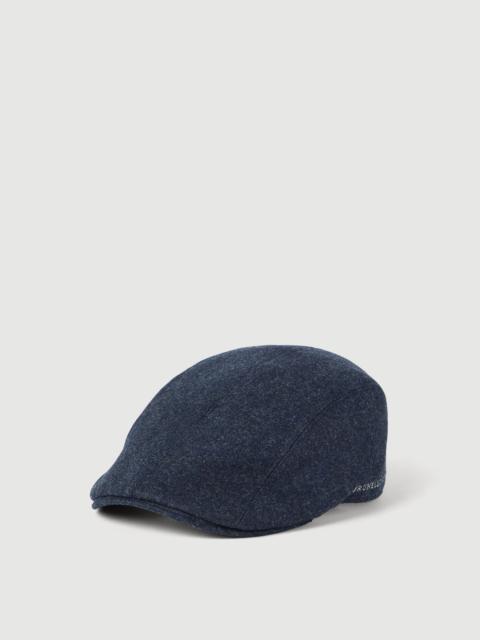 Brunello Cucinelli Virgin wool flannel flat cap with embroidered logo